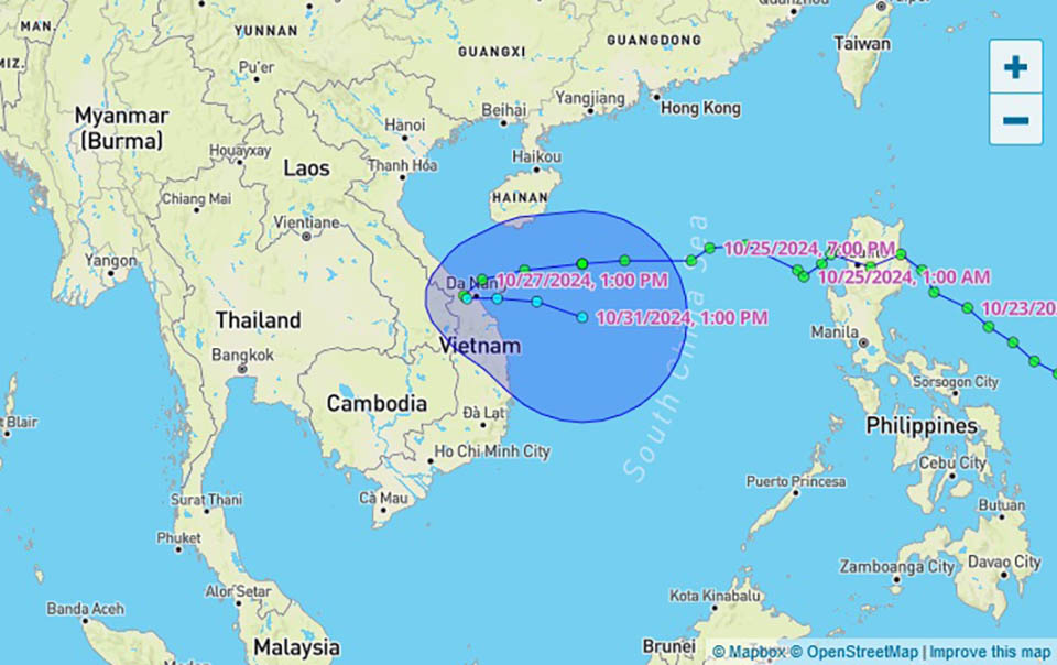 Tropical Storm ‘Trami’ located in central South China Sea causing ...