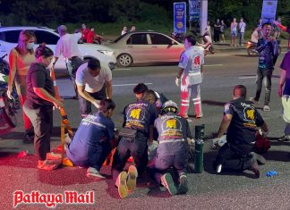 Pedestrian killed, rider seriously injured in high-speed motorcycle crash in Pattaya