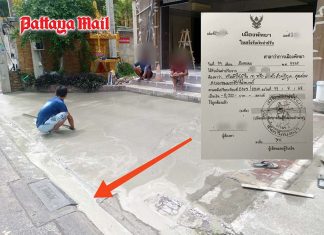 Pattaya fines contractor for illegal cement waste disposal into public drains
