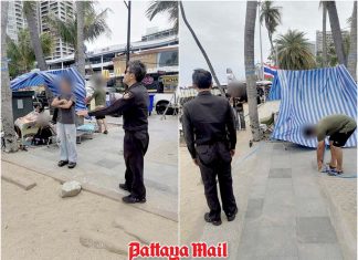 Pattaya officials remind tourists that tents and tarps are not allowed on beaches