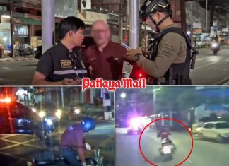 British rider swerves off road and insults ambulance after dangerous cut in Pattaya
