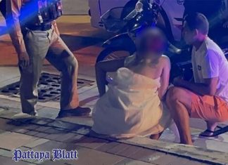 Nackte Frau nach Verkehrschaos nahe Autobahn Pattaya ins Krankenhaus eingeliefert