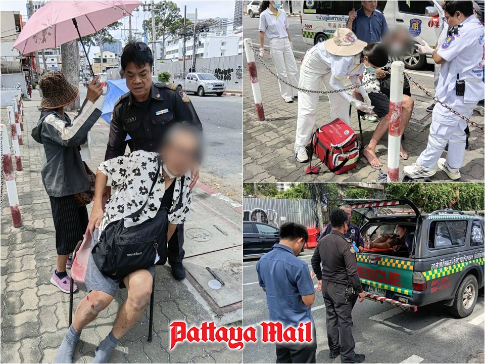 Quick response saves Japanese tourist after slip at busy central Pattaya intersection