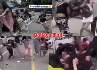 Viral clip shows transgender women brawling in Pattaya street, locals forced to stop cars