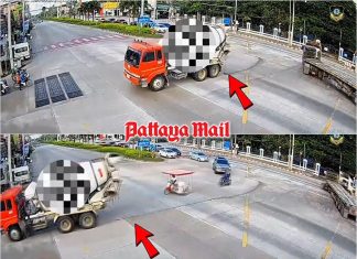 Cement spill halts traffic on Pattaya Sukhumvit Road, Jomtien officials respond