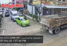Truck traced by CCTV fined 10,000 baht after cement spill clutters Pattaya road