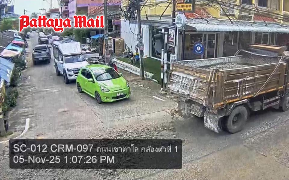 Truck traced by CCTV fined 10,000 baht after cement spill clutters Pattaya road