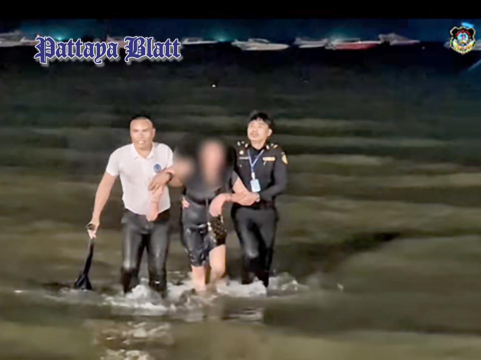 Mitternachtsalarm am Pattaya Beach nach Rettung hilfloser Frau