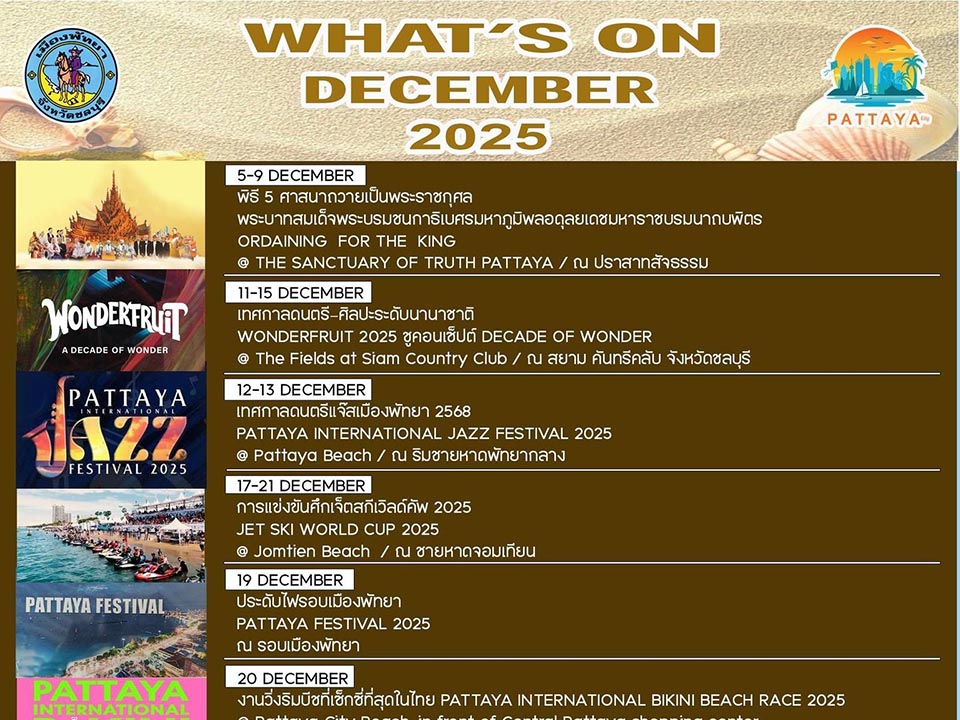 Pattaya startet in einen Dezember voller Festivals, Sport und Jahresend-Highlights