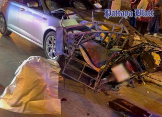 Zwei myanmarische Arbeiter bei schwerem Unfall mit Beiwagen-Motorrad in Pattaya tödlich verunglückt