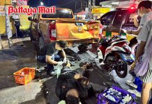 Sleep-deprived teen rider crashes motorcycle into parked pickup in Pattaya, two injured