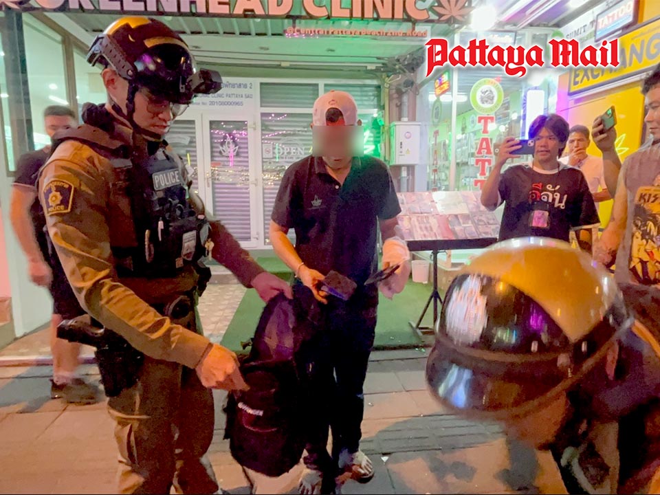 Stressed and intoxicated Pattaya cannabis shop owner causes panic at neighboring tattoo parlor