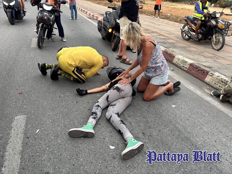 Zwei ausländische Touristen bei Motorradkollision auf der Jomtien Second Road verletzt