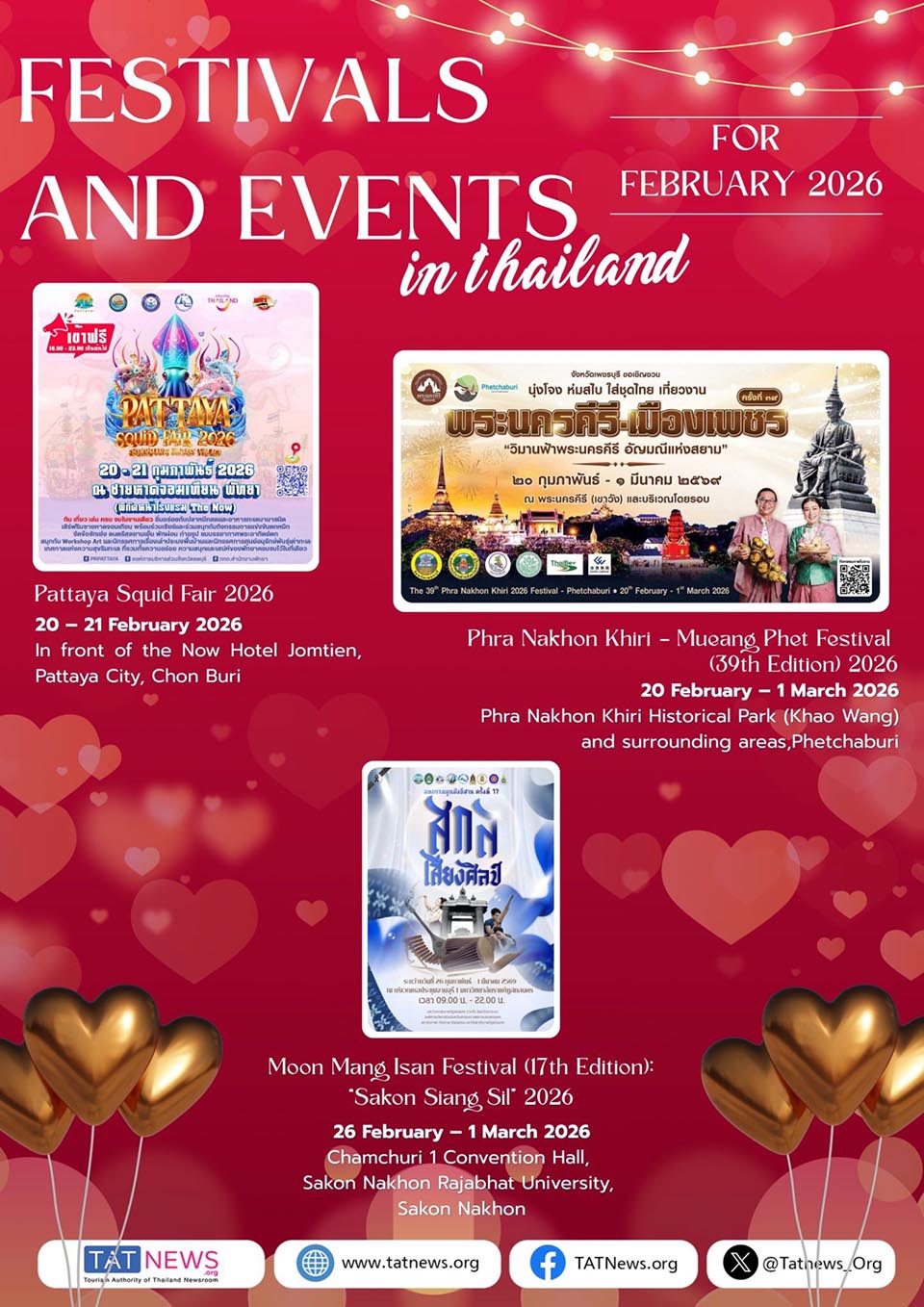 February brings a month of festivals and events across Pattaya, Bangkok and Thailand
