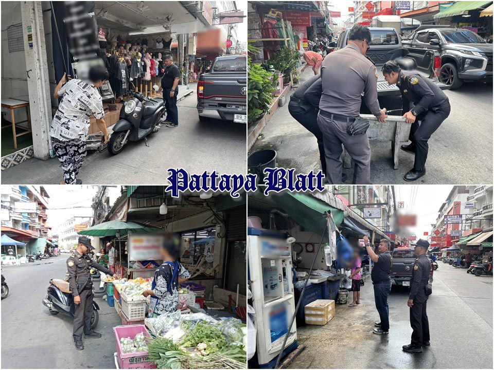 Pattaya zeigt Null-Toleranz gegen Blockierung öffentlicher Flächen nach Einsatz im Marktgebiet