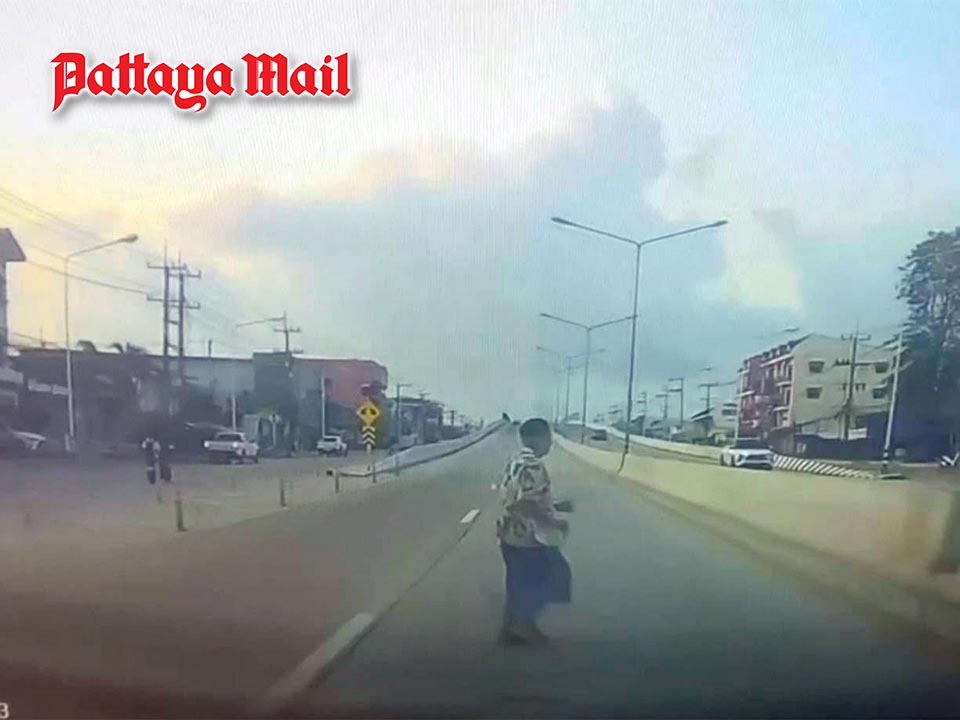 Dashcam captures shocking moment sedan hits 83-year-old woman crossing bridge in Sattahip
