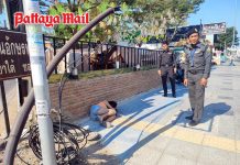 ‘Drink to forget, found on the footpath’ Pattaya officers step in to ensure woman’s safety