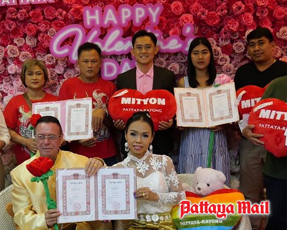 Thai–German couple first to register marriage in Pattaya as Valentine’s Day celebrations draw crowds