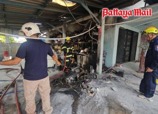 E-bike charging explosion damages sedan, nearly burns down Pattaya home