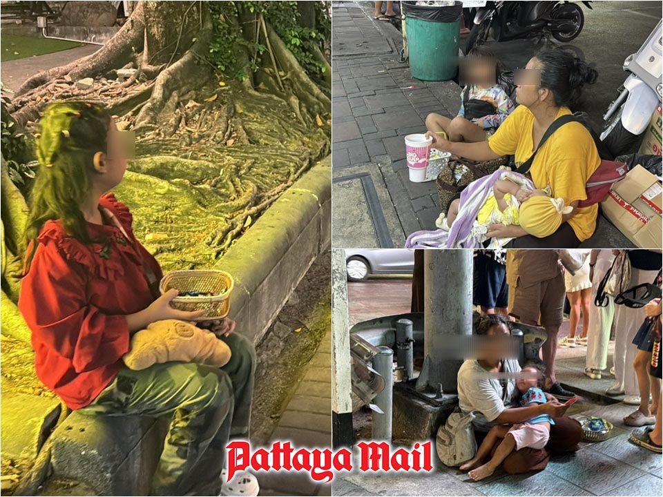 Foreign beggars carrying infants reappear in Pattaya, exposing gaps in enforcement and child protection