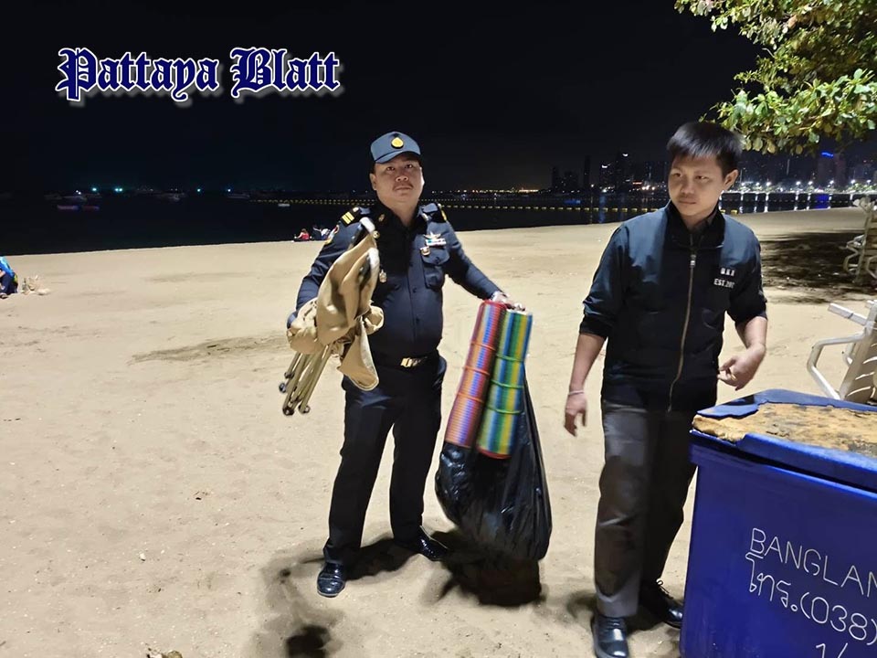 Pattaya geht gegen illegal vermietete Strandmatten und -stühle vor