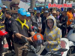 Pattaya launches 100% helmet campaign ahead of Songkran to curb road accidents