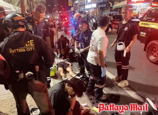 Tourist seriously injured in early-morning motorcycle collision on Pattaya Beach Road