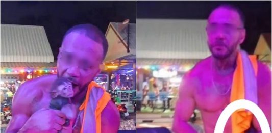 Outrage in Pattaya after foreigner allegedly abuses baby monkey at Jomtien bars