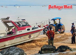 Monsoon fury hurls fishing boats onto Bang Saray Beach
