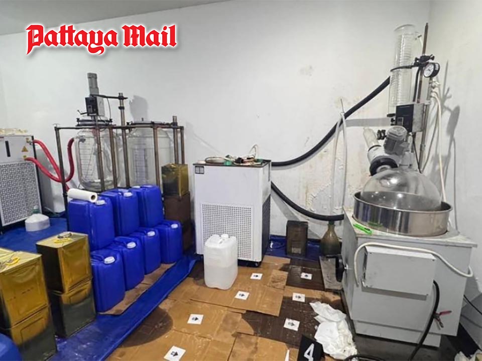 Pattaya raid uncovers hidden vape drug lab inside heavily fortified residence