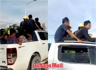 Fears rise after migrant workers filmed riding on roof of speeding truck in Rayong