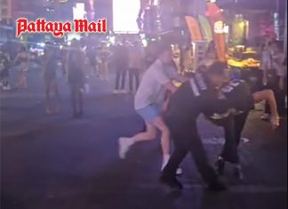 Drunken clash erupts between foreigner and security guard on Pattaya Walking Street