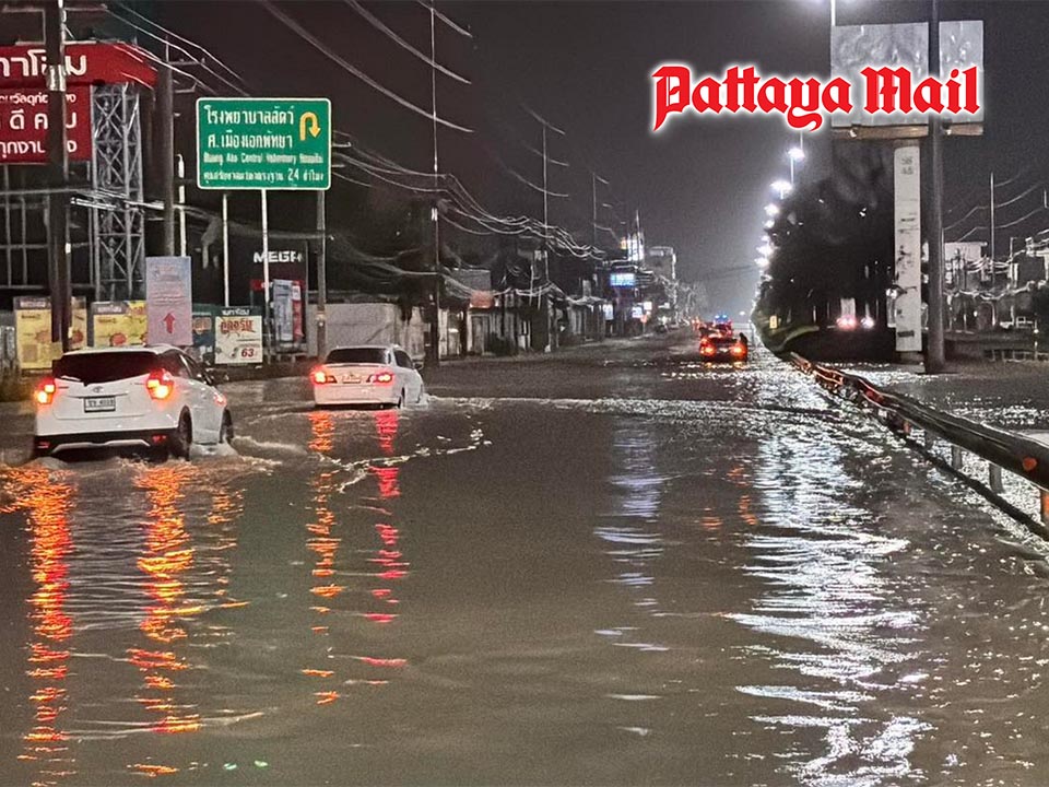 Heavy rain floods Pattaya again as residents question endless drainage problems
