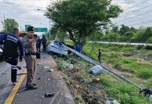 Doctor among two killed in horrific crash on Cha-Am bypass road as guardrail spears vehicle