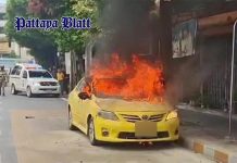 Bangkoker Taxi-Fahrerin entkommt knapp dem Tod, als Feuer unter dem Armaturenbrett ausbricht