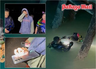 Pattaya teen overjoyed as rescuers dive into rough night sea to retrieve lost phone