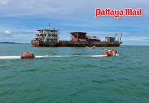 Beach operators alert Pattaya officials over suspicious fuel smell from sand barge