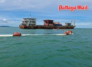 Beach operators alert Pattaya officials over suspicious fuel smell from sand barge
