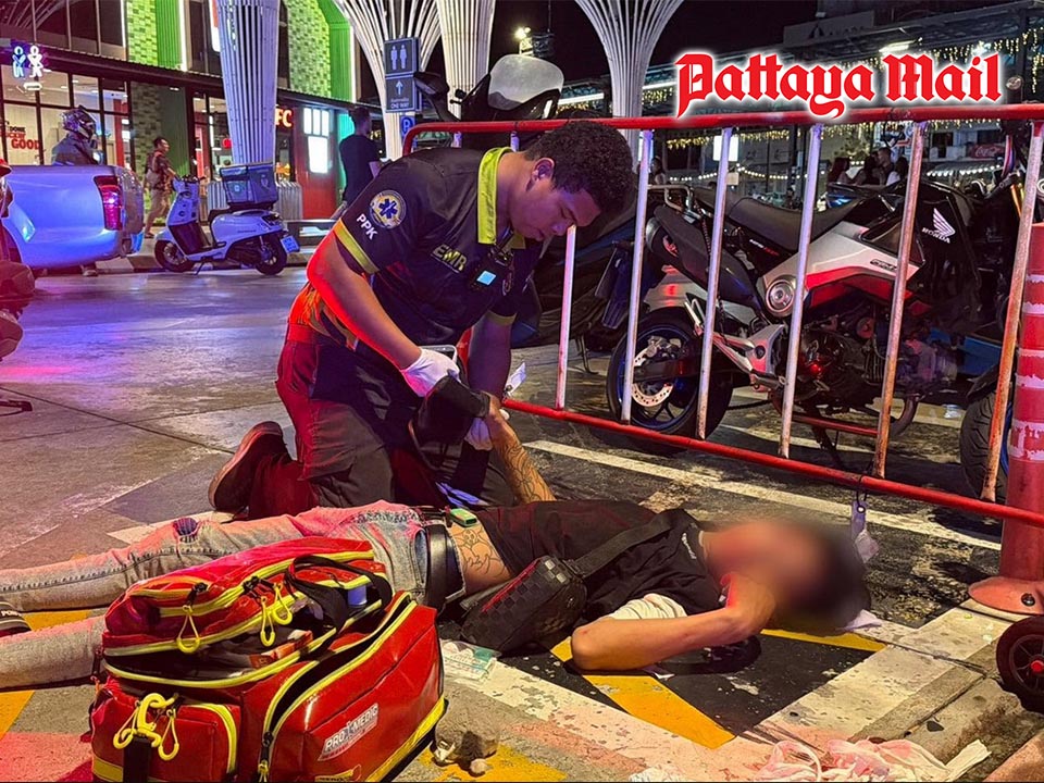 Young man stares at motorcycle taxi group, hospitalized after alleged attack in Pattaya