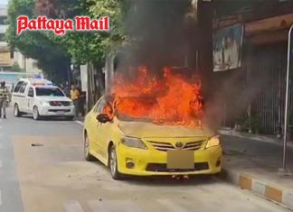 Bangkok grandmother taxi driver cheats death as fire erupts beneath dashboard