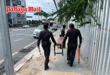 Pattaya officials remove benches from public footpath