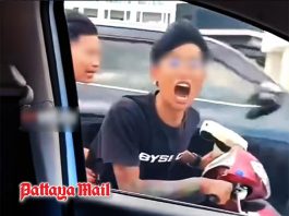Two men in Pattaya road rage chase claim foreigner honked and insulted them first