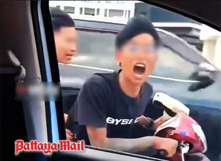 Two men in Pattaya road rage chase claim foreigner honked and insulted them first