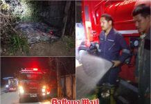 Pattaya firefighters contain grass fire near Thapprasit Soi 17 before it spreads