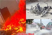 Rider leaps to safety as motorcycle erupts in flames on busy Pattaya road