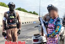 Wrong-way driving down as Sattahip Traffic Police step up enforcement