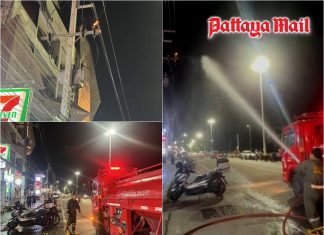 Pattaya power line fire brought under control near Jomtien hotel