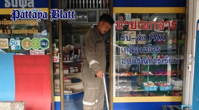 Unerwarteter Besucher schlängelt sich in Schreibwarengeschäft nahe Pattaya-Schule