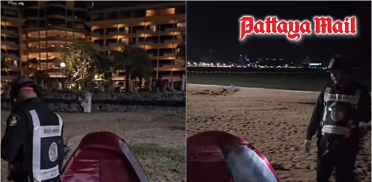 Great view, no guest Pattaya officials clear empty beach tent