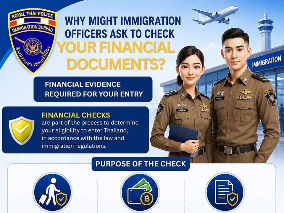 Thai Immigration explains why officers may ask foreigners to show proof of funds